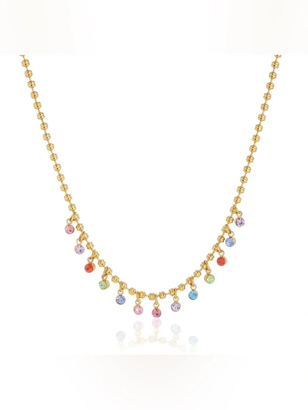 Multicolor Dangle Crystal Necklace D215 - Picture 2 of 8